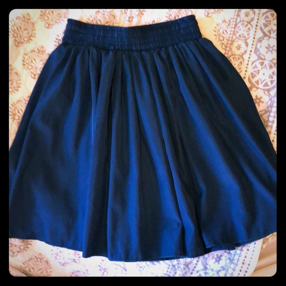 Teal, high waisted, polyester skirt